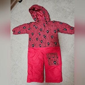 Ice Burg Toddler 12 M Warm Snowsuit Red Pink Black Bears Detachable Hood NWot